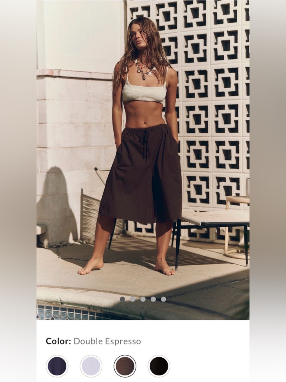 Free People Menorca Double Espresso Brown Drawstring Slouchy Capris